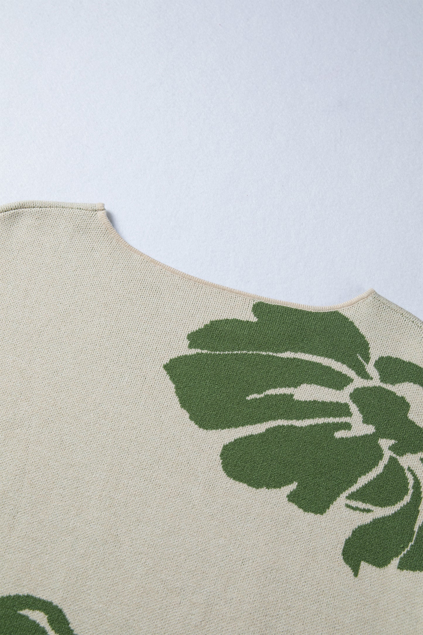 Green Flower Pattern Sweater For Women