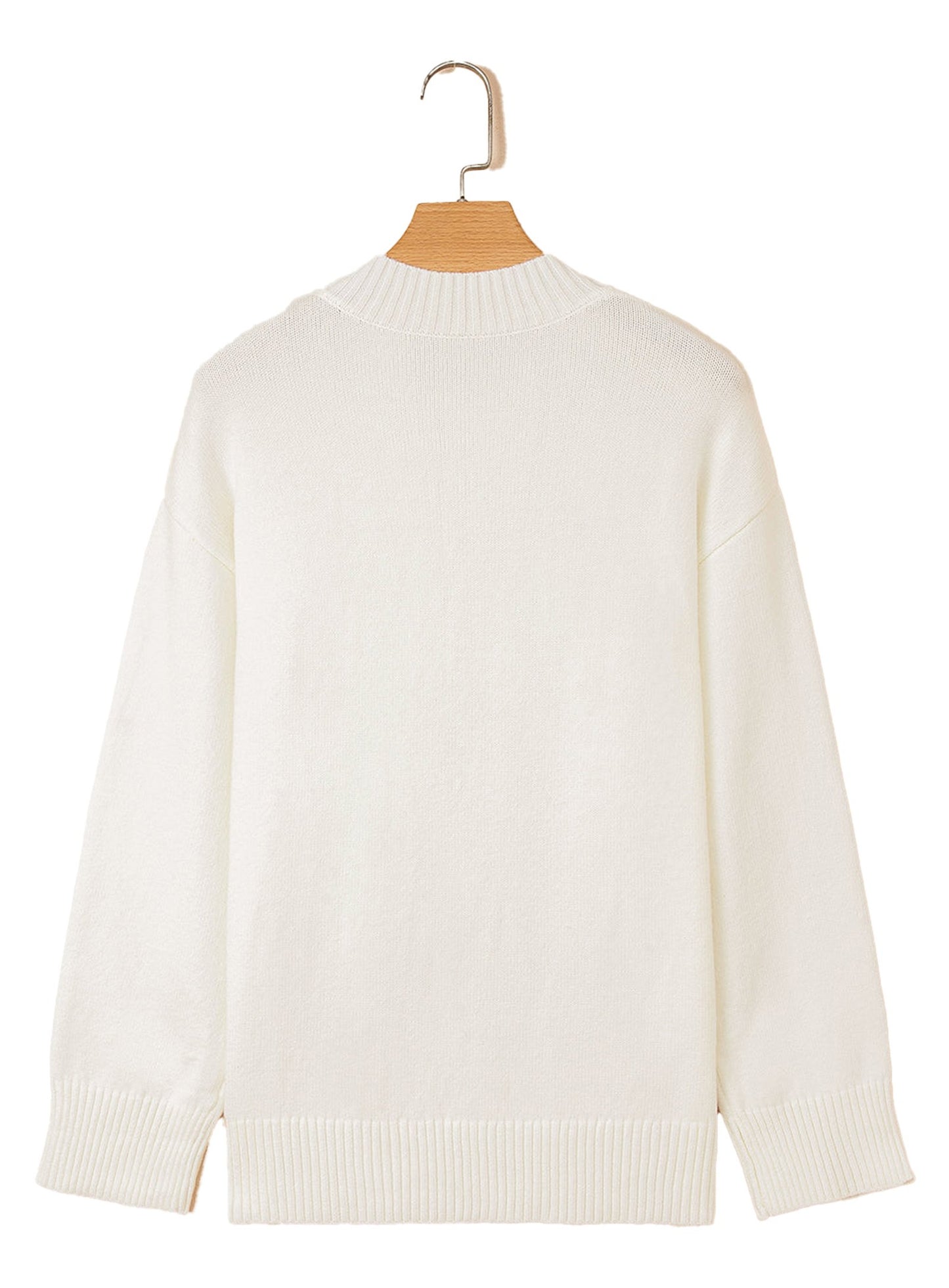 White Embroidered Flower Sweater