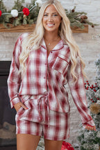 Red Plaid Lounge Set For Women