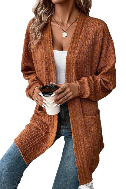 Chestnut Knit Cardigan With Pockets