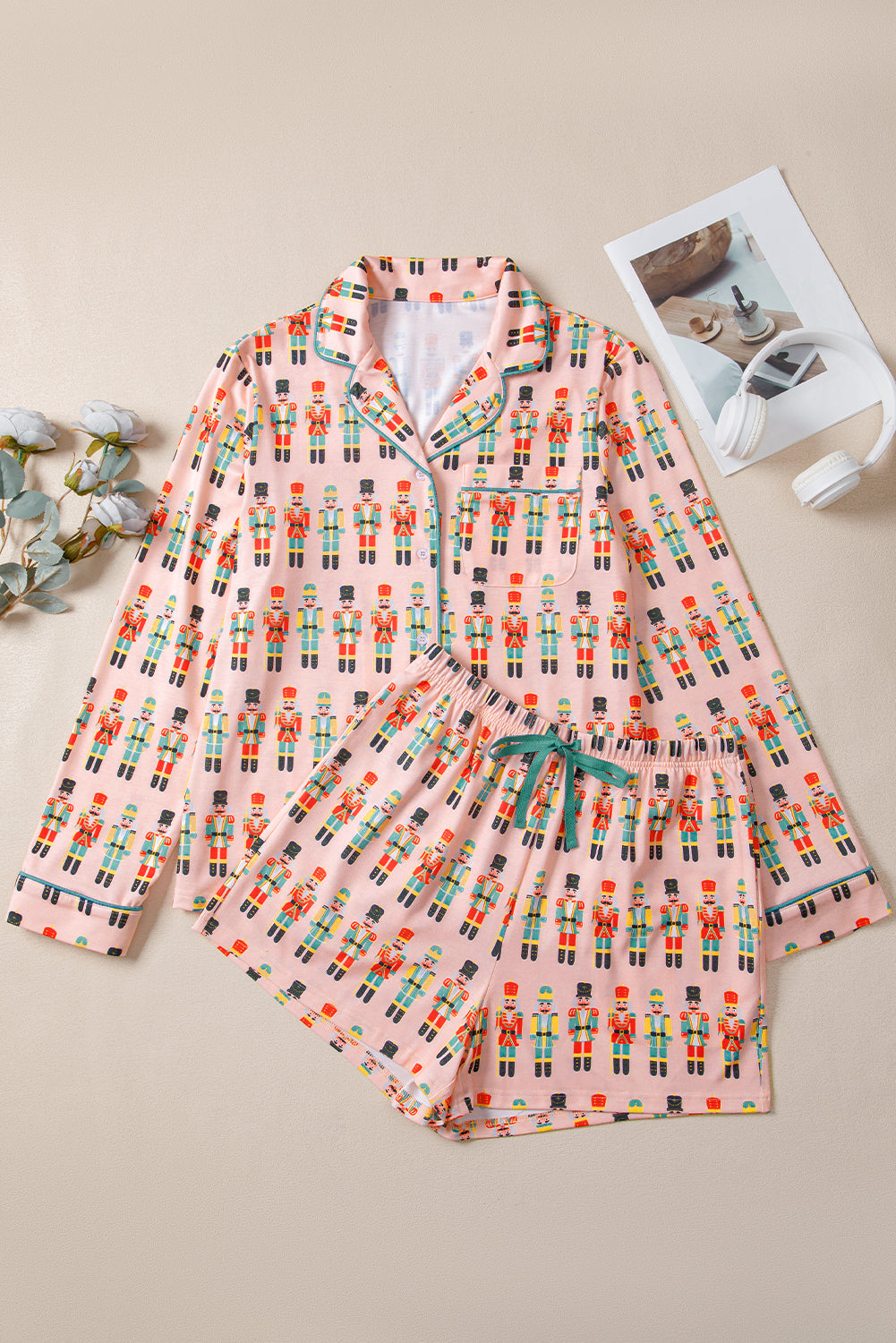 Pink Nutcracker Pajama Set For Women