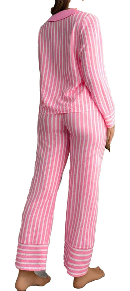 Pink Striped Sleepwear Set For Comfort