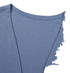 Blue Rib Knit Open Front Cardigan