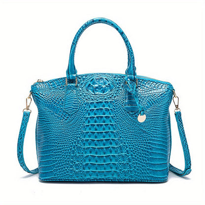 Crocodile Embossed Womens Handbag Chic Satchel