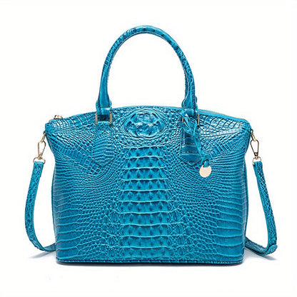 Crocodile Embossed Womens Handbag Chic Satchel