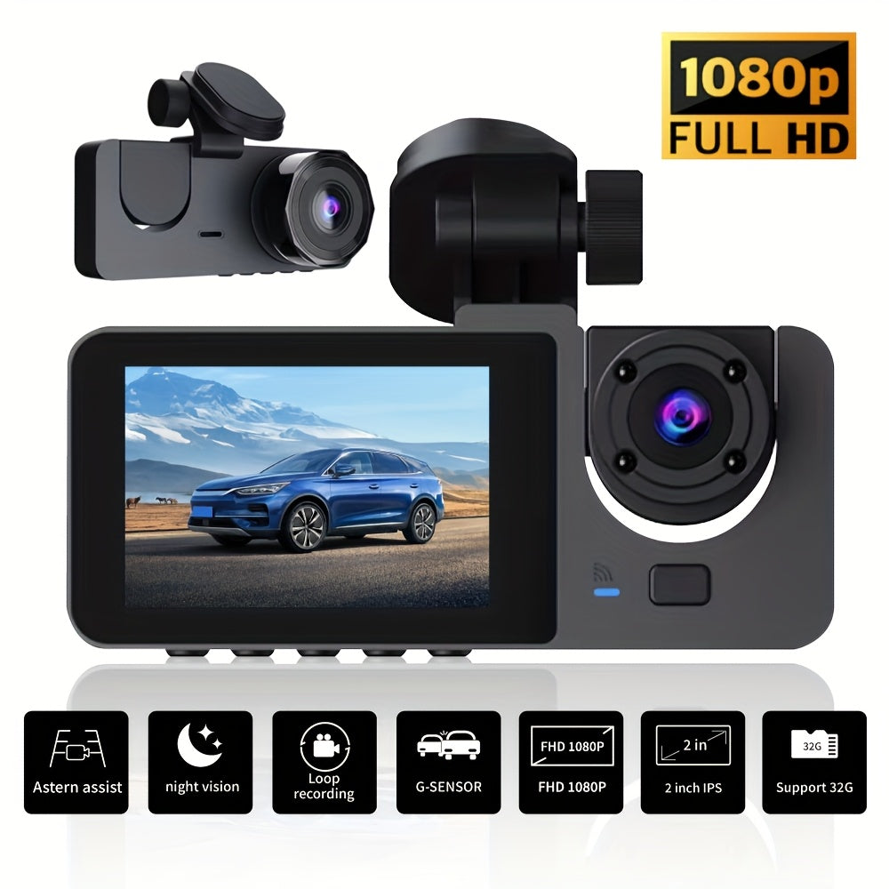 Triple Lens Car Dash Cam With Night Vision