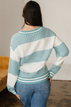 Brown Striped Patchwork Sweater For Trendy Look