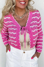 Pink Crochet Cropped Cardigan For Stylish Looks