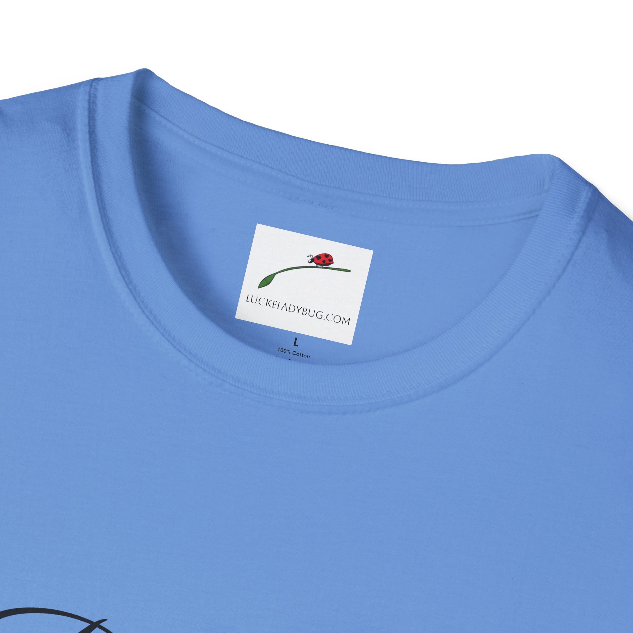 Light blue be still bible verse t shirt by LuckeLadybug with crew neckline and soft fabric