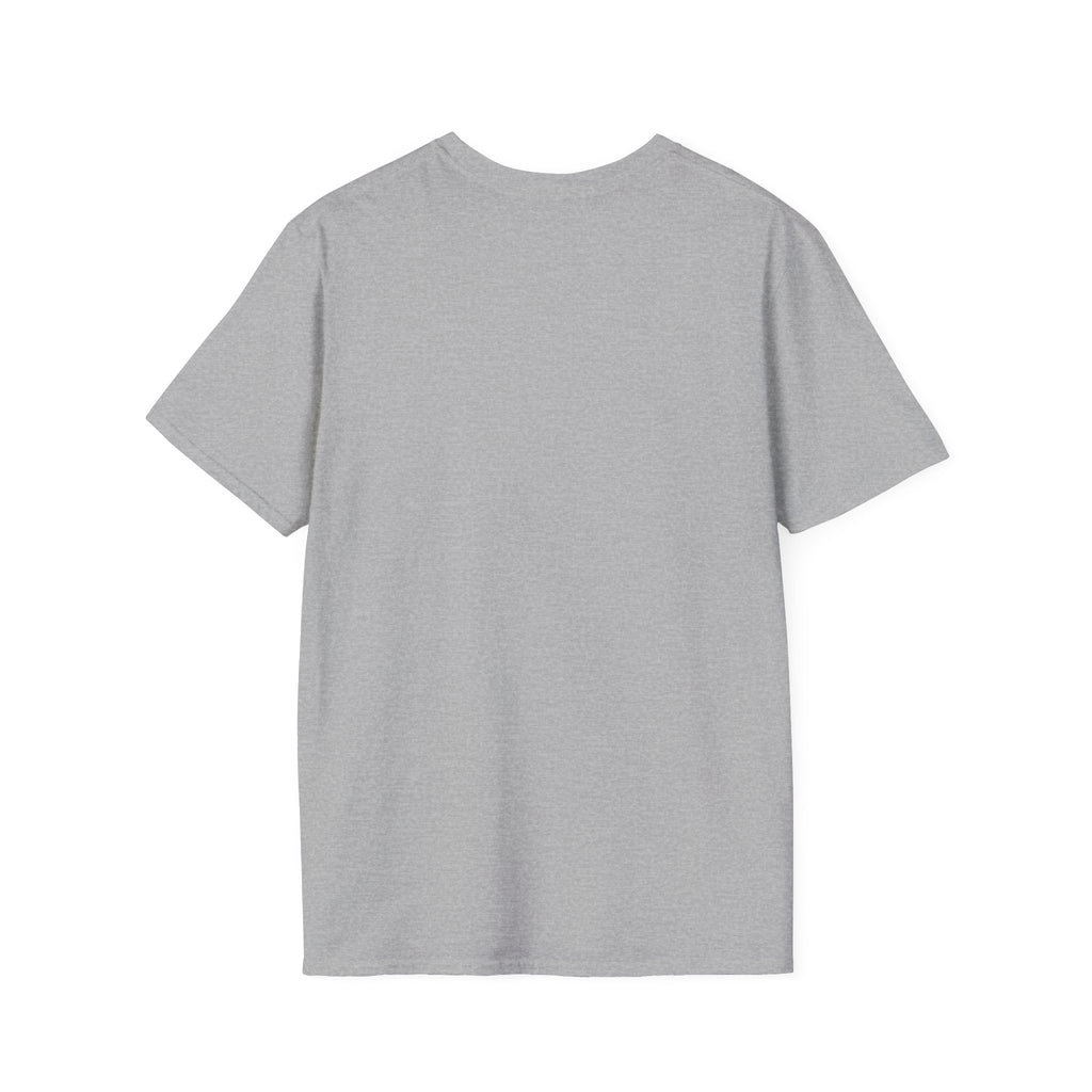 Gray be still bible verse t shirt by LuckeLadybug showing the back view with short sleeves