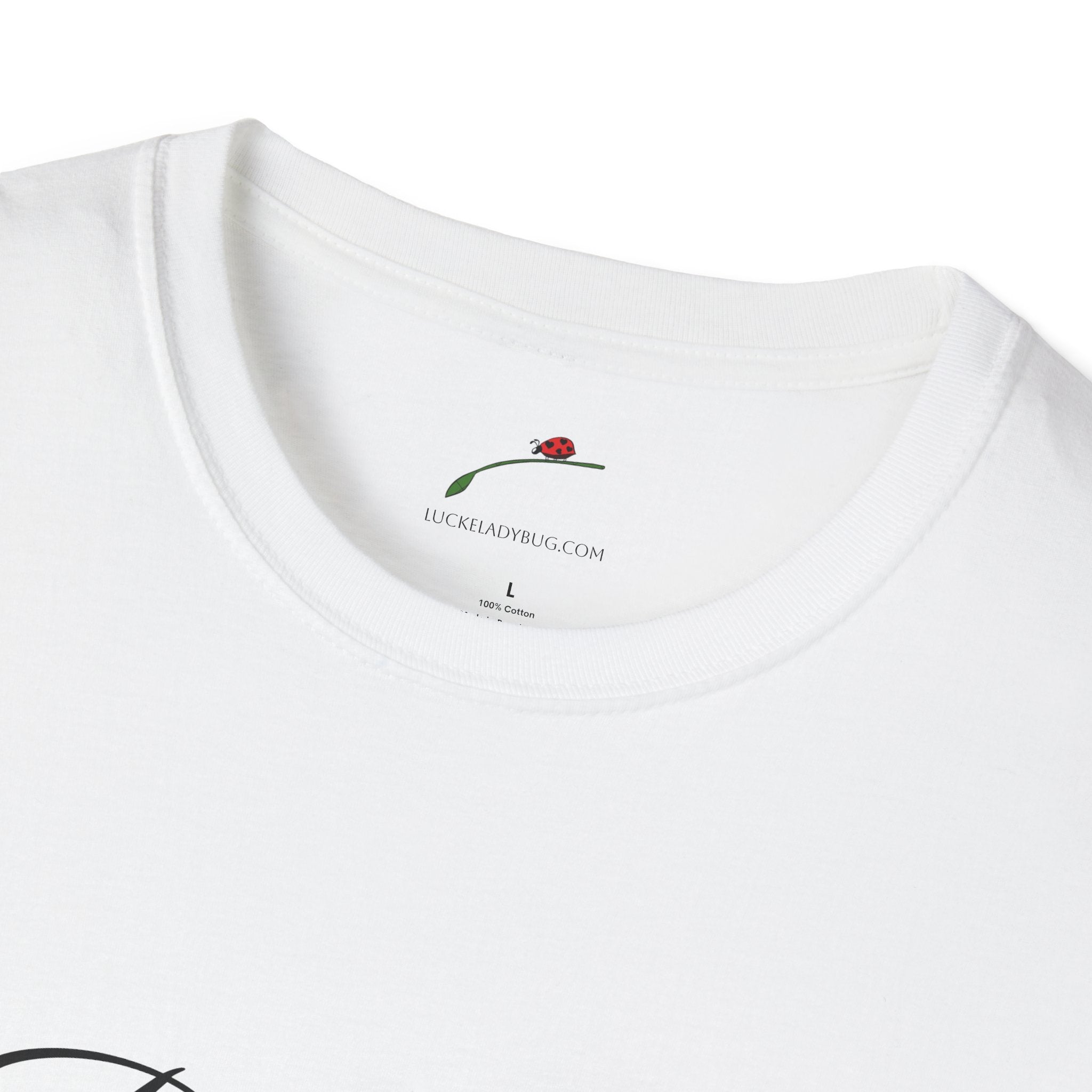 White LuckeLadybug be still bible verse t shirt with round neckline and soft cotton fabric