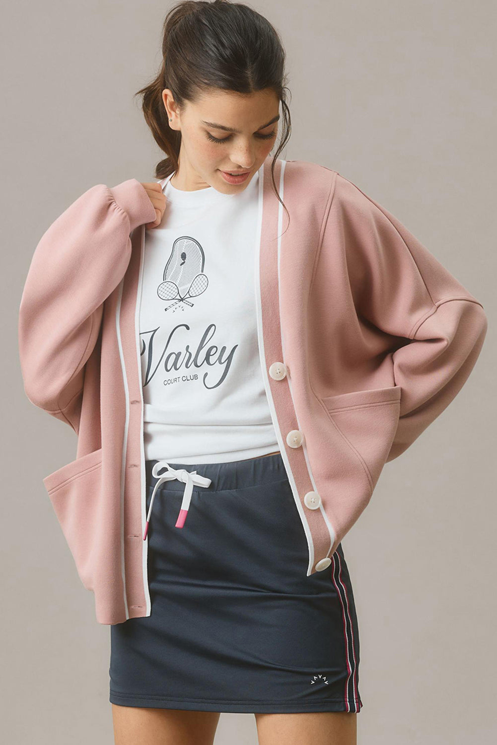 Pink Stripe Knit Cardigan For Stylish Layers