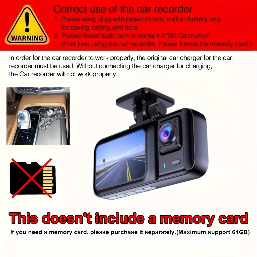 Dual Lens Dash Cam For Car Full Hd 1080p
