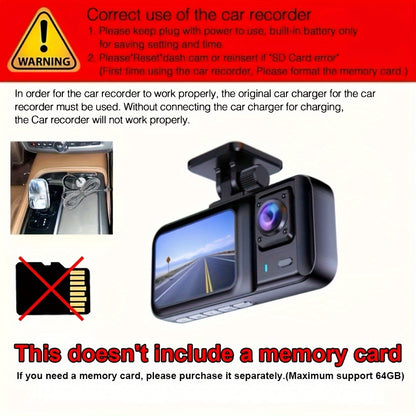 Dual Lens Dash Cam For Car Full Hd 1080p