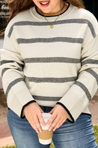 Plus Size Apricot Stripe Sweater