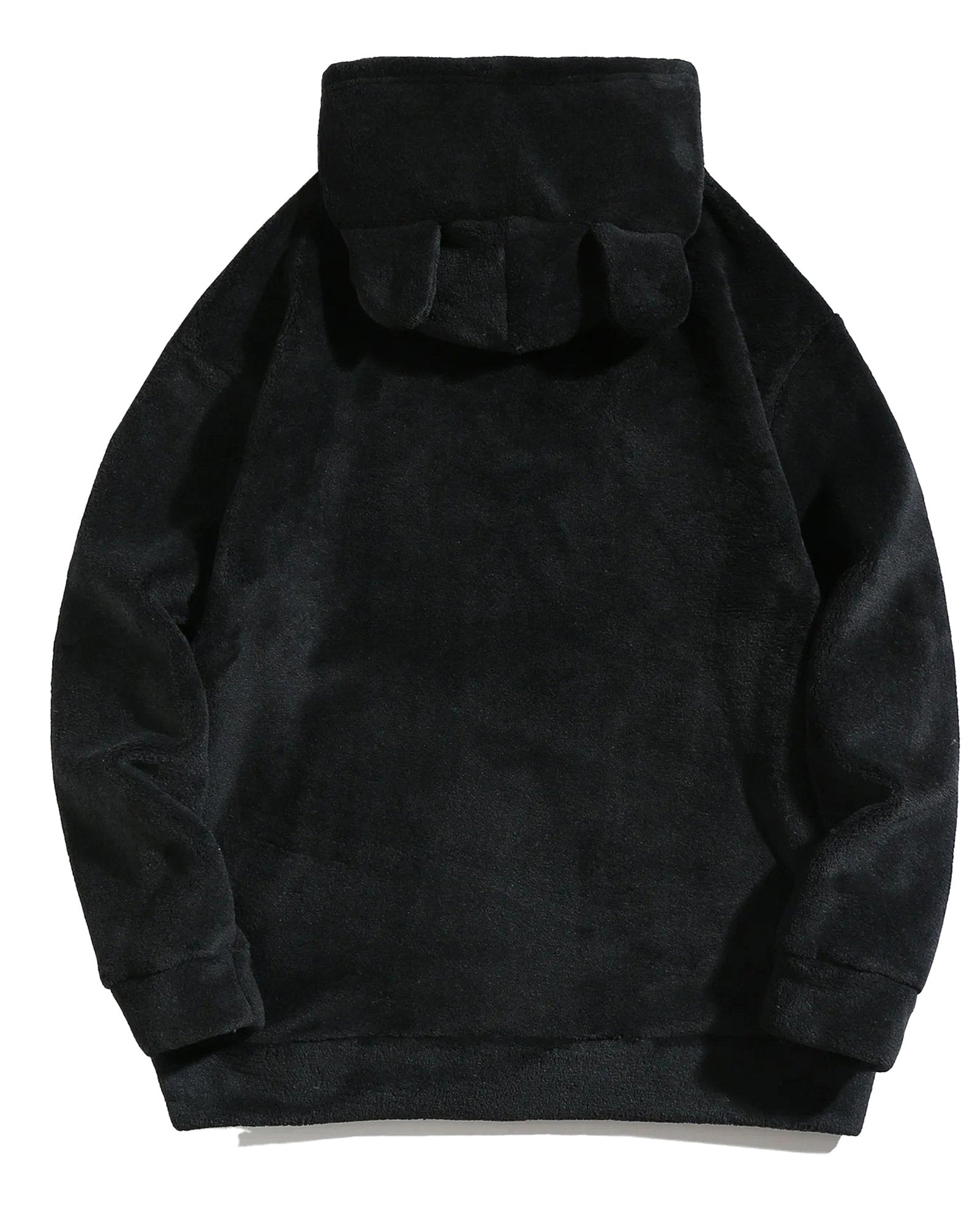 Cozy black bear ears hoodie for adults with a soft fleece texture and a stylish design
