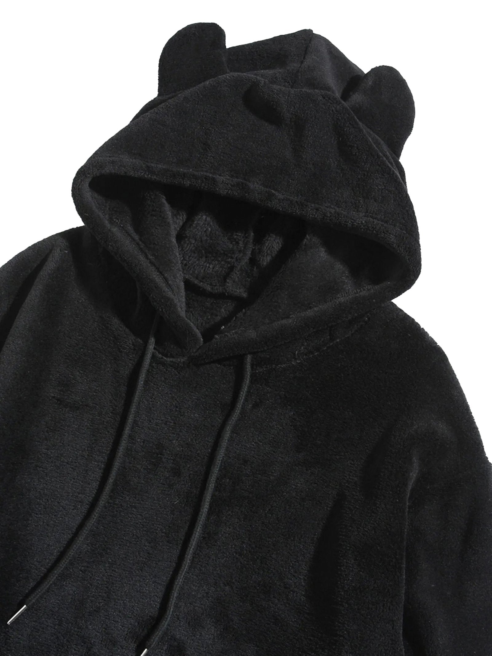 Cozy black bear ears hoodie for adults with soft fabric and cute bear ear details