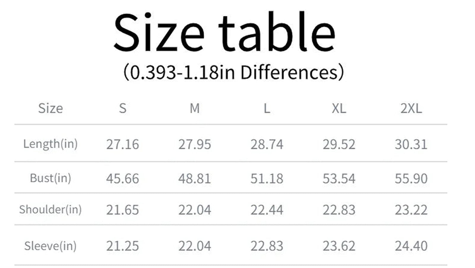 LuckeLadybug LLC bear ears hoodie for adults in various sizes displayed in a size table