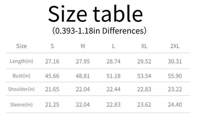 LuckeLadybug LLC bear ears hoodie for adults in various sizes displayed in a size table