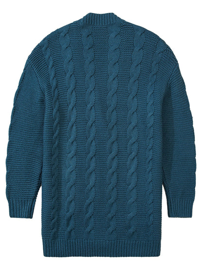 Peacock Blue Cable Knit Cardigan
