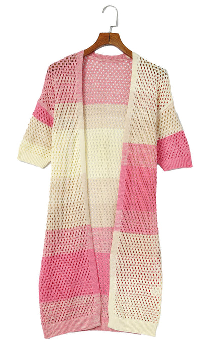 Pink Ombre Knitted Cardigan For Fashionable Style