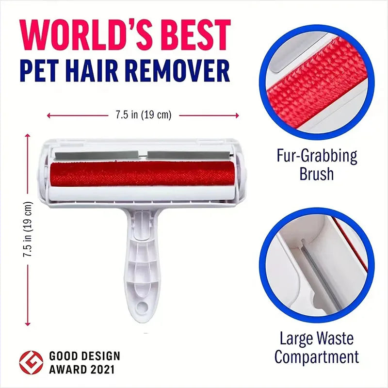LuckeLadybug World's Best Pet Hair Remover with fur-grabbing brush and large waste compartment