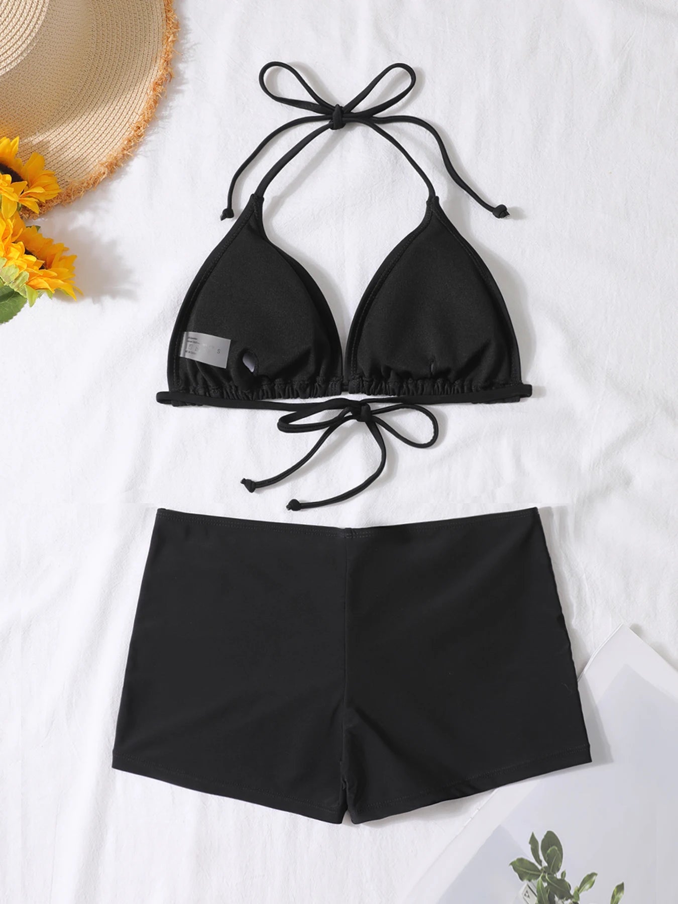 LuckeLadybug High Waist Bikini featuring a stylish beugel bikini set in classic black