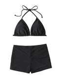 LuckeLadybug LLC High Waist Bikini in Black featuring a supportive beugel bikini set design