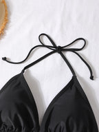 LuckeLadybug LLC High Waist Beugel Bikini Set in Black with Adjustable Ties and Soft Fabric