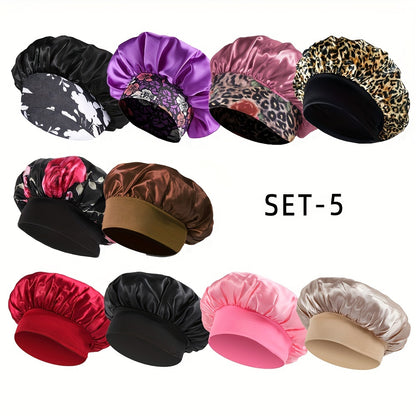 Satin Hair Bonnet Set For Women 10 Pack
