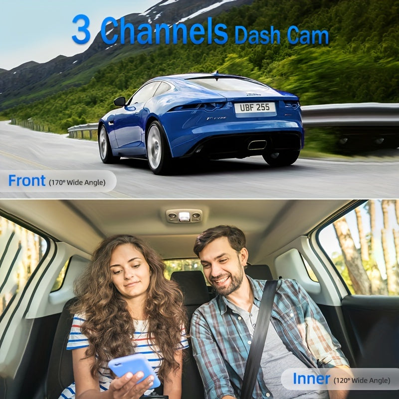3 Channel Dash Cam With Night Vision