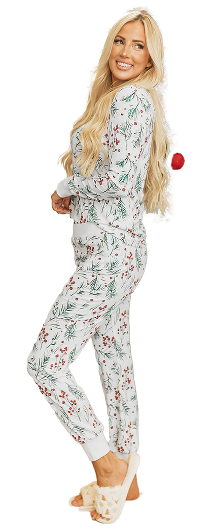 White Holly Print Lounge Set For Comfort
