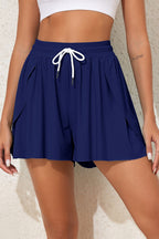 Navy LuckeLadybug LLC Boardshorts with Pleated Design, Perfect as a Bikini Bottom