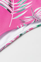 LuckeLadybug bikini bottoms in pink with tropical leaf pattern, perfect for summer beachwear