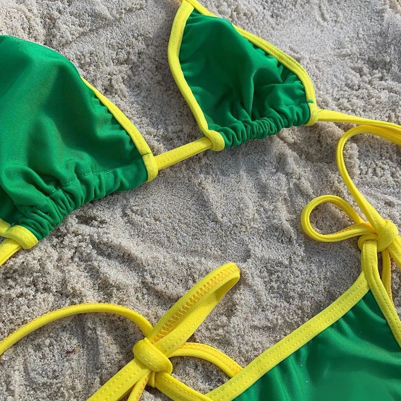 Bright Green and Yellow Bikini Set
