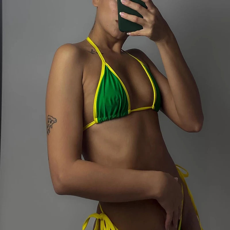 Bright Green and Yellow Bikini Set