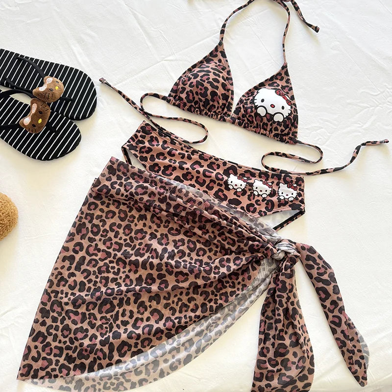 High Waist Bikini Set in Leopard Print