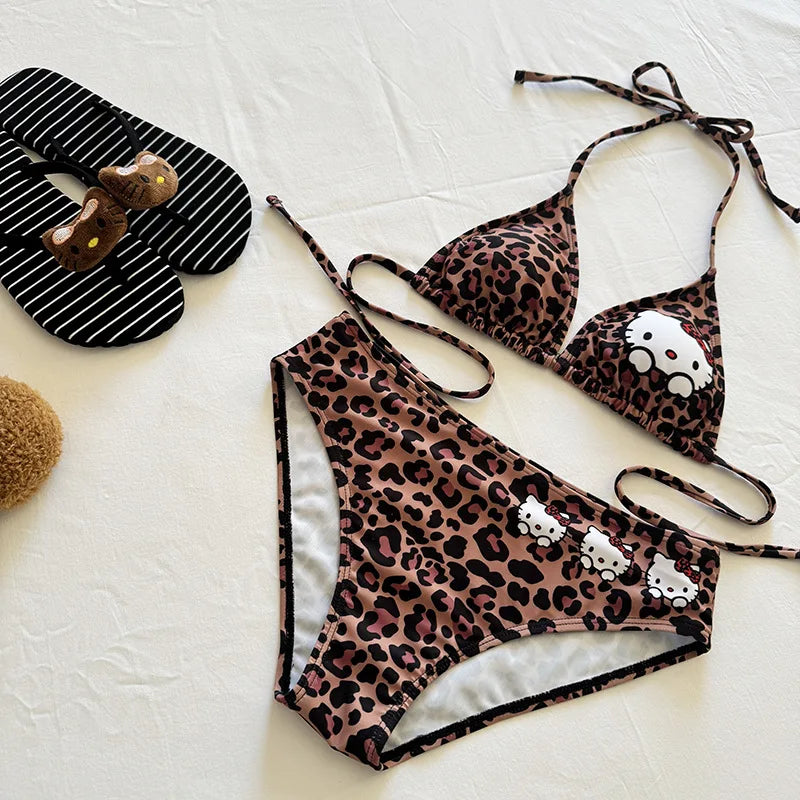 High Waist Bikini Set in Leopard Print