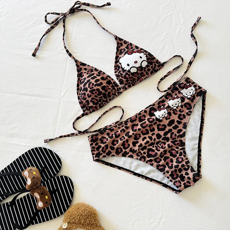 High Waist Bikini Set in Leopard Print