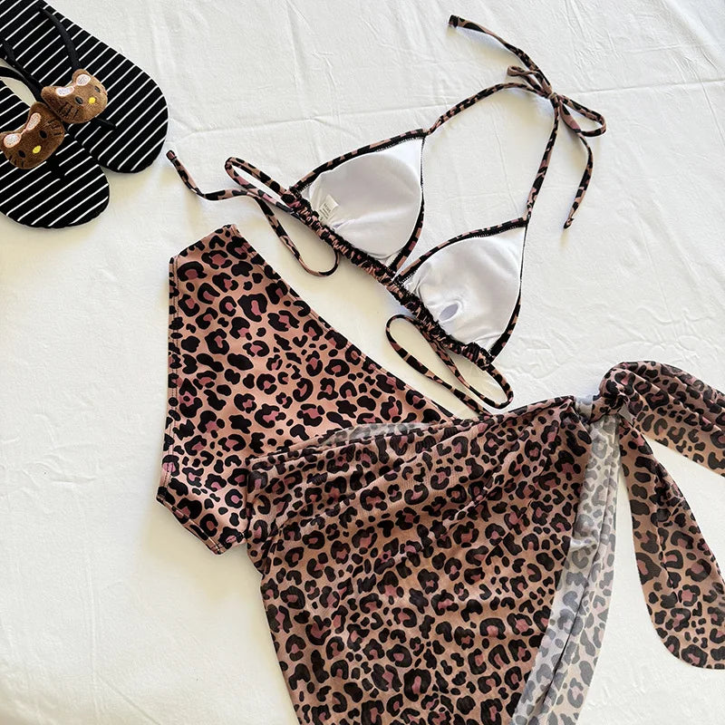High Waist Bikini Set in Leopard Print