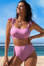 High Waist Bikini with Trendy Stripes