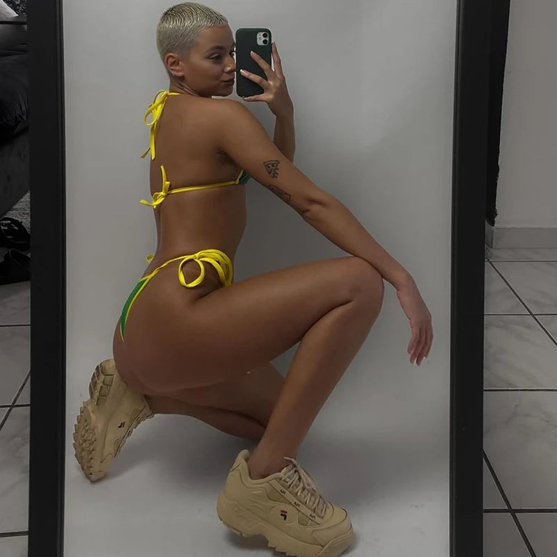 Bright Green and Yellow Bikini Set
