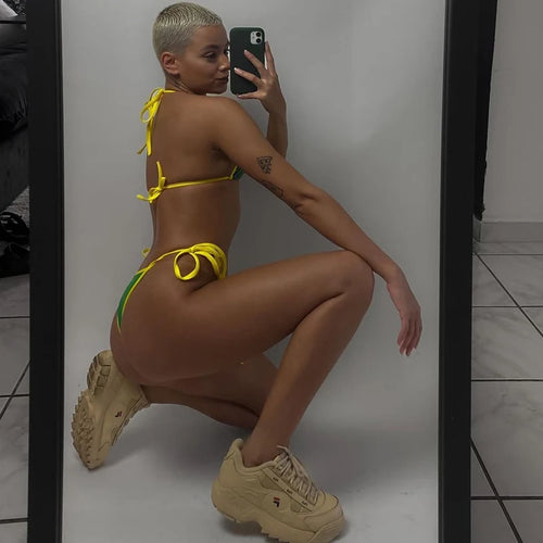 Bright Green and Yellow Bikini Set