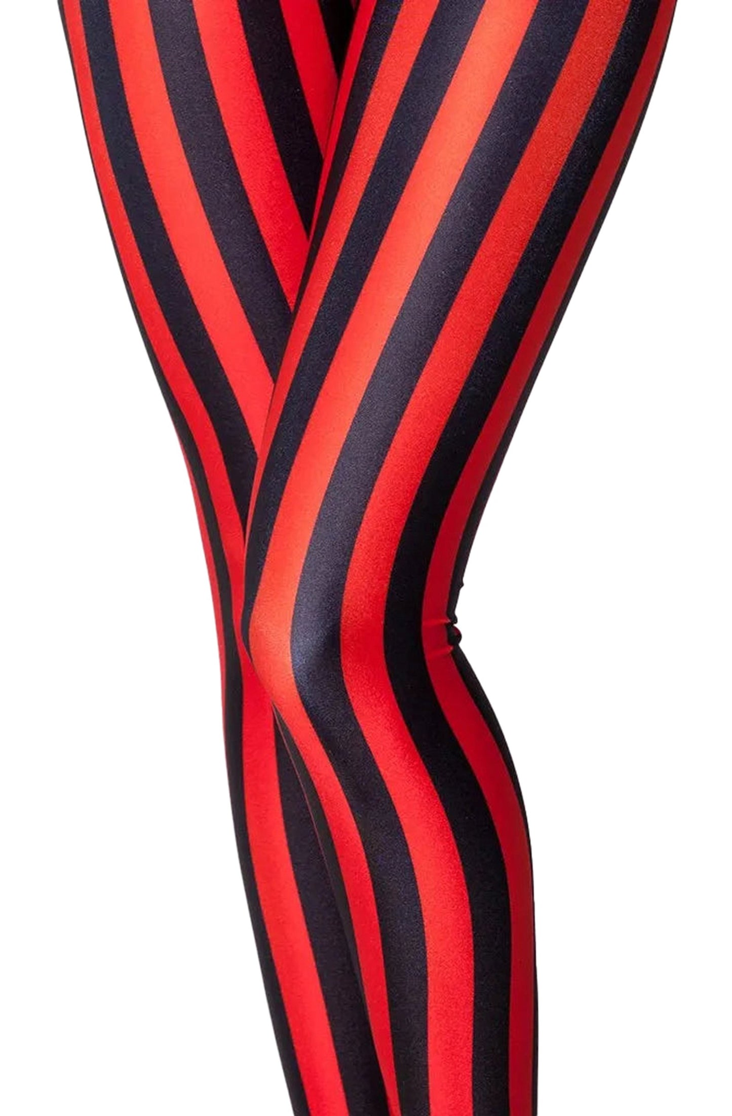 Black And Red Striped Leggings