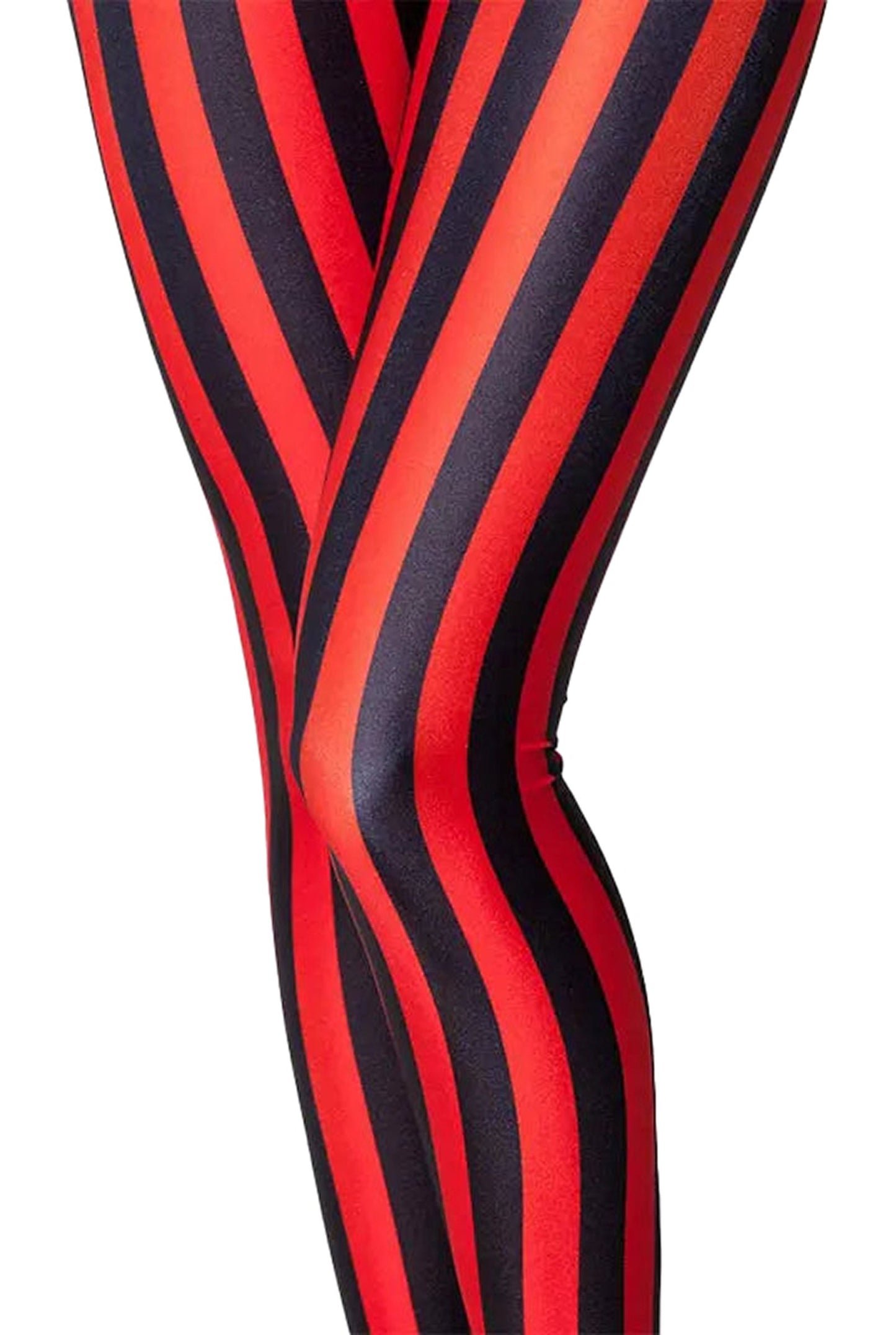 Black And Red Striped Leggings