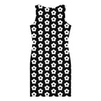 LuckeLadybug black and white bodycon dress with sleeveless design and floral pattern
