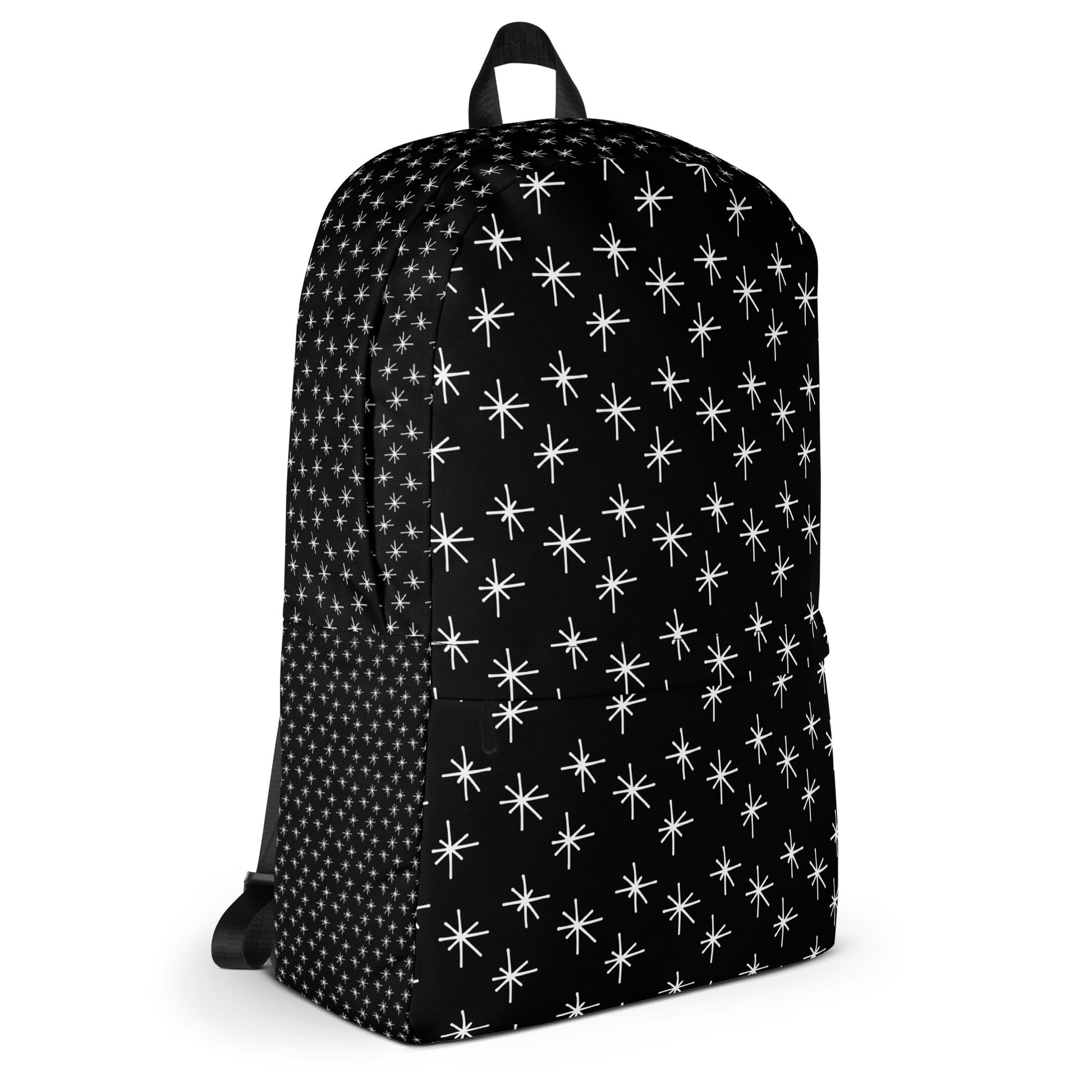 LuckeLadybug black backpack with white stars, stylish and perfect for school or travel