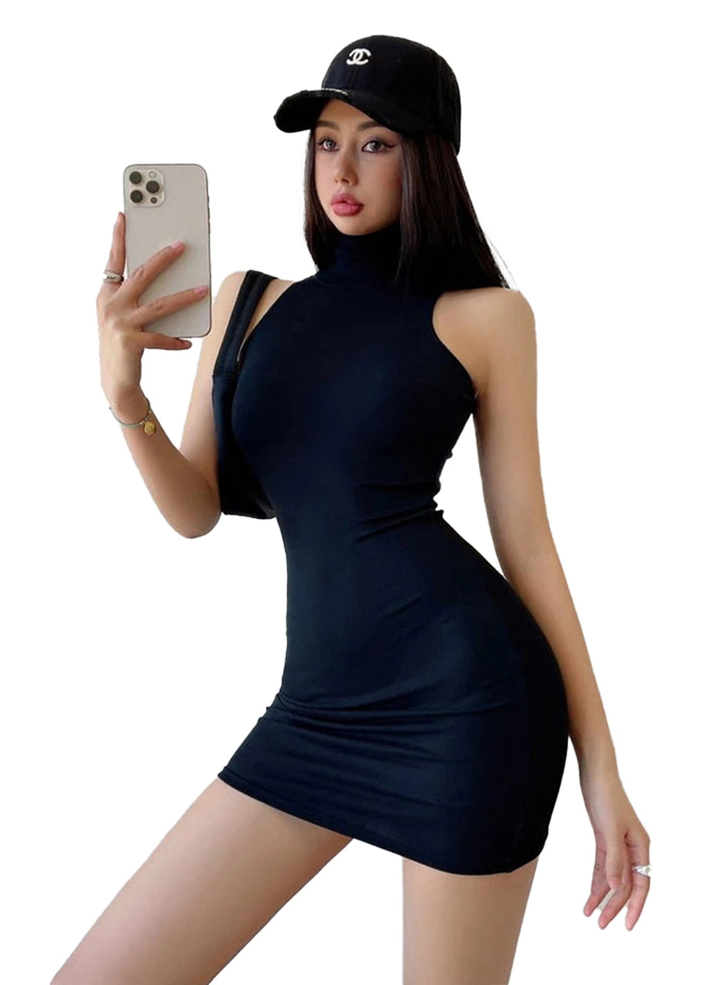 Stylish black bodycon mini dress from LuckeLadybug LLC perfect for evening outings