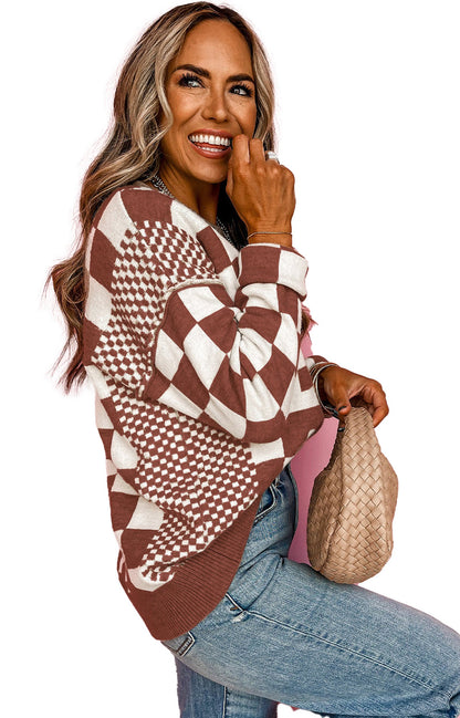 LuckeLadybug black checkered sweater women in a cozy design for stylish layering