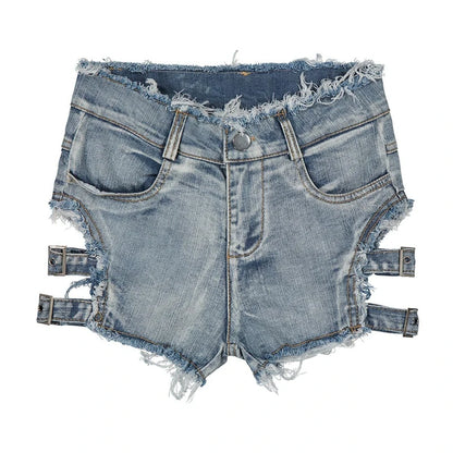 Black Distressed Denim Booty Shorts